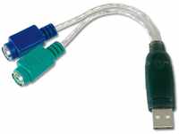 DIGITUS USB zu PS/2 Adapter - Maus & Tastaur Adapter - USB Typ-A Stecker zu 2x