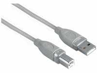 Hama USB 2.0 Kabel, A-Stecker auf B-Stecker (3m) Geschirmt grau