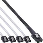 InLine 27620A SAS Anschlusskabel, Mini-SAS SFF-8087 an 4x SATA, 1:1, OCR, 0,75m