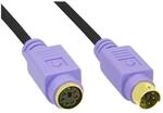 InLine 13342W PS/2 Verl&auml;ngerung, Stecker / Buchse, 2m PC99, violette Stecker,