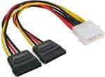 InLine Strom Y-Kabel intern, 1x 13,34cm (5,25") an 2x 15pol SATA, 0,2m