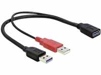 Delock Y-Anschluss USB 2.0 A auf 2x USB 2.0 A Kabel (0,3m), Schwarz/Rot