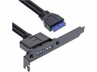 InLine 33390C Slotblech USB 3.0, 2x USB Buchse auf intern Mainboardanschluss, 0,5m, 1