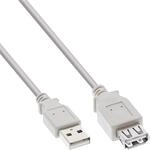 InLine 34610X USB 2.0 Verl&auml;ngerung, Stecker / Buchse, Typ-A, beige/grau, 1m