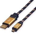 ROLINE GOLD USB 2.0 Kabel, Typ A - 5-Pin Mini, 0,8 m
