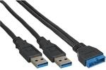 InLine 33447I USB 3.0 Adapterkabel, 2x Stecker A auf Pfostenanschluss, 0,4m