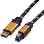 ROLINE GOLD USB 3.2 Gen 1 Kabel, Typ A-B, 3 m