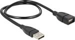 Delock Kabel USB 2.0-A Stecker > Buchse Shapecable 50 cm, Schwarz