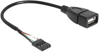 Delock USB-Kabel USB 2.0Pfostenstecker 4pol., USB-A Buchse 20.00cm Schwarz