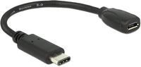 Delock 65578 CABLE USB 0,15 M 2.0 USB C MICRO-USB B NEGRO