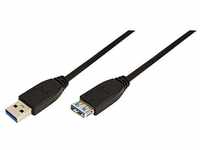 LogiLink CU0043 USB Kabel, USB 3.0, AM zu AF, schwarz, 3,00 m