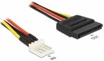 Delock Kabel Power SATA 15 Pin Stecker > Floppy 4 Pin Stecker 24 cm, Schwarz, Rot,
