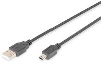 DIGITUS USB 2.0 Kabel &ndash; 1m &ndash; USB A zu Typ Mini B (5 Pin) &ndash; 480 Mbps &ndash;