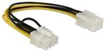 Delock Kabel Power PCIE 6 Pin Bu > 8 Pin St PCIE, Schwarz, Wei&szlig;, Gelb, PCIE 6 Pin >