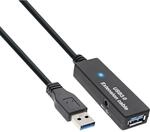 InLine USB 3.0 Aktiv-Verl&auml;ngerung, Stecker A an Buchse A, schwarz, 10m