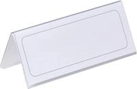 Durable Tischnamensschild 61/122 x 150 mm, transparent mit wei&szlig;er Papiereinlage, 25