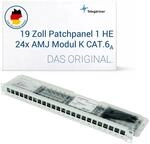 TELEGARTNER 19 Zoll Patchpanel 1 HE mit 24x AMJ Modul K Cat.6A, Stahlblech,