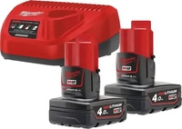 Milwaukee 4933459211, Milwaukee M12 NRG-402 Akku-Starter-Set mit 2x Akku M12 B4 und
