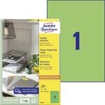 AVERY Zweckform 3472 Gr&uuml;ne Etiketten (100 Aufkleber, 210x297mm auf A4, permanent