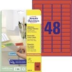 AVERY Zweckform L6038-20 Rote Etiketten (960 Aufkleber, 45,7x21,2mm auf A4, wieder