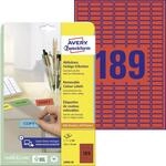 AVERY Zweckform L6036-20 Rote Etiketten (3.780 Aufkleber, 25,4x10mm auf A4, wieder