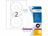 HERMA 4849 CD DVD Etiketten inkl. Zentrierhilfe für Inkjet Drucker, 25 Blatt, Ø 116