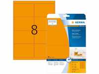 HERMA 5145 Farbige Etiketten neon orange, 20 Blatt, 99,1 x 67,7 mm, 8 pro A4 Bogen,