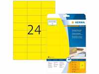 HERMA 4466 Farbige Etiketten gelb ablösbar, 20 Blatt, 70 x 37 mm, 24 pro A4 Bogen,