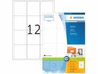 HERMA 4266 Universal Etiketten, 100 Blatt, 63,5 x 72 mm, 12 pro A4 Bogen, 1200