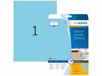 HERMA 4423 Farbige Etiketten blau ablösbar, 20 Blatt, 210 x 297 mm, 1 pro A4 Bogen,