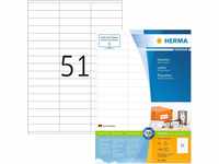 HERMA 4611 Universal Etiketten, 200 Blatt, 70 x 16,9 mm, 51 pro A4 Bogen, 10200