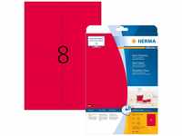 HERMA 5046 Farbige Etiketten neon rot, 20 Blatt, 99,1 x 67,7 mm, 8 pro A4 Bogen, 160