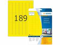 HERMA 4243 Farbige Etiketten gelb ablösbar, 20 Blatt, 25,4 x 10 mm, 189 pro A4