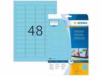HERMA 4368 Farbige Etiketten blau ablösbar, 20 Blatt, 45,7 x 21,2 mm, 48 pro A4