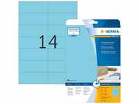 HERMA 5060 Farbige Etiketten blau ablösbar, 20 Blatt, 105 x 42,3 mm, 14 pro A4