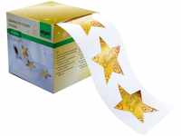 SIGEL CS112 Weihnachts-Sticker auf Rolle | 200 Aufkleber | 4,7 x 4,7 cm | Sterne gold