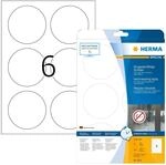 HERMA 8336 Wetterfeste Folienetiketten rund, 25 Blatt, &Oslash; 85 mm, 6 pro A4 Bogen, 150