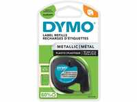 DYMO Original LetraTag Metallic Etikettenband | schwarz auf Metallic-Silber | 12 mm x