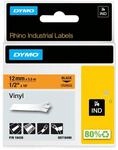 DYMO Rhino-Industrie-Vinyletiketten | 12 mm x 5,5 m | schwarz auf orange 