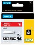DYMO Rhino-Industrie-Vinyletiketten | 12 mm x 5,5 m | wei&szlig; auf rot |...