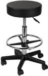 Walimex Rollhocker mit schwarzem Polstersitz, H&ouml;henverstellbar 65-87 cm Sitzh&ouml;he,