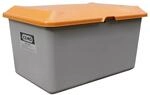 CEMO 10569 GFK-Streugutbeh&auml;lter ohne Entnahme&ouml;ffnung, grau/orange, 400 L
