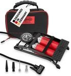 HEYNER&reg; 22500N Fu&szlig;luftpumpe Doppelzylinder 2 Zylinder mit Manometer bis 10 bar +