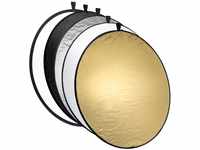 Mantona Faltreflektor (Diffusor) 5 in 1 (110 cm Durchmesser) gold, silber, schwarz,