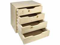 Holz Schubladenbox Holzbox Aufbewahrungsbox Schubladenschrank mit 4 Schubladen