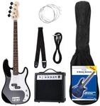 Rocktile Groover's Pack PB E-Bass Komplettset Schwarz (Verst&auml;rker, Tasche, Kabel,