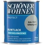 750ml Sch&ouml;ner Wohnen Protect Buntlack hochgl&auml;nzend RAL 7001 Silbergrau