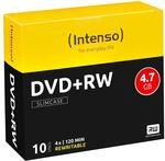 Intenso DVD+RW Rohlinge, Rewritable, 4,7GB, 4x Speed, 10er Slim Case