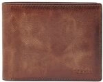 Fossil Brieftasche f&uuml;r Herren Derrick, Leder Bifold braun 11,5 cm L x 2 cm B x 9 cm