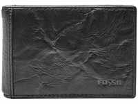 Fossil Geldbörse für Herren Neel, Leder Bifold schwarz 10,16 cm L x 1,27 cm B x